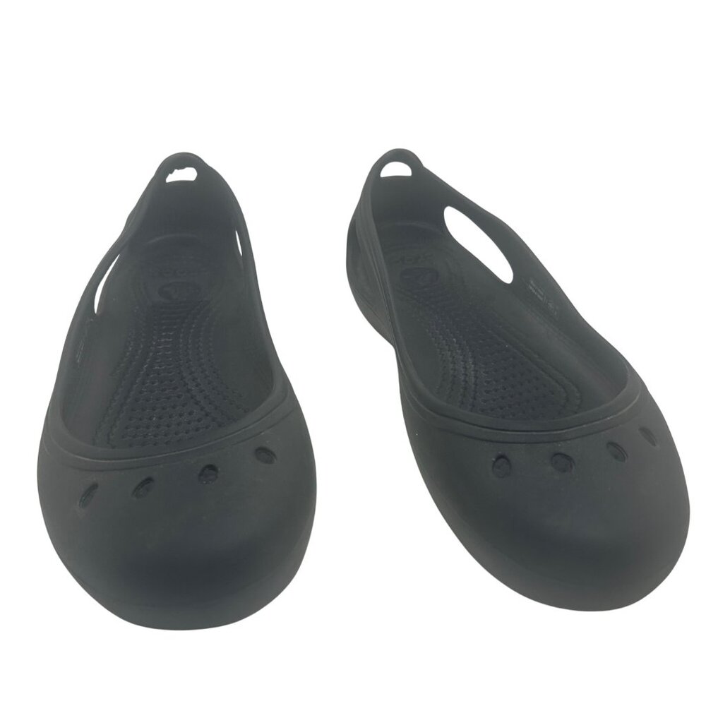 Crocs Black Flats Size W9 Lightweight Slip-On Rubber Shoes
